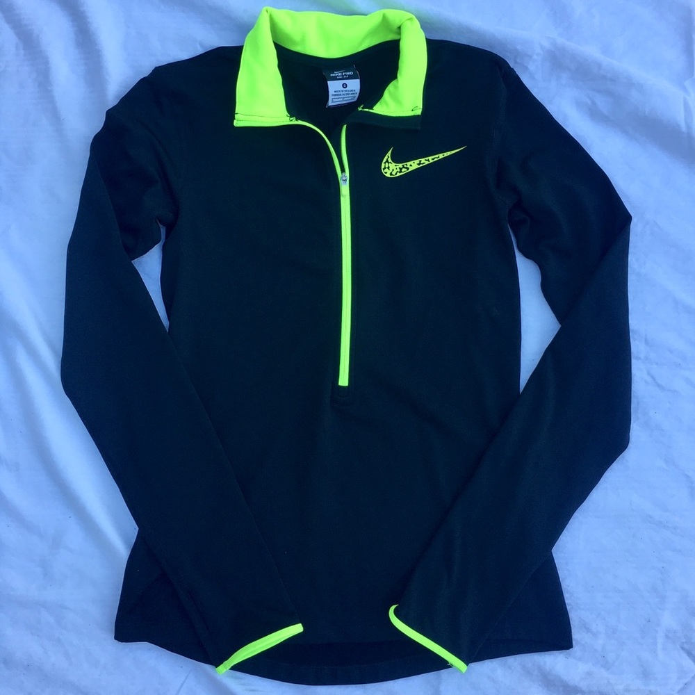 Nike Pro Thermal Black and Neon Pullover